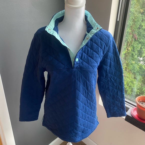 3/$20 Lauren James Quilted Pullover Navy/Aqua - Picture 5 of 12